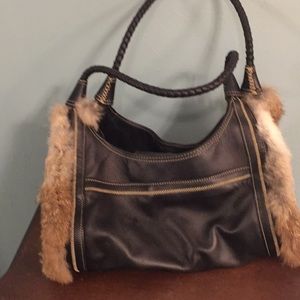 Max fur trimmed leather bag